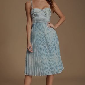Lulus striped blue pleated dreas